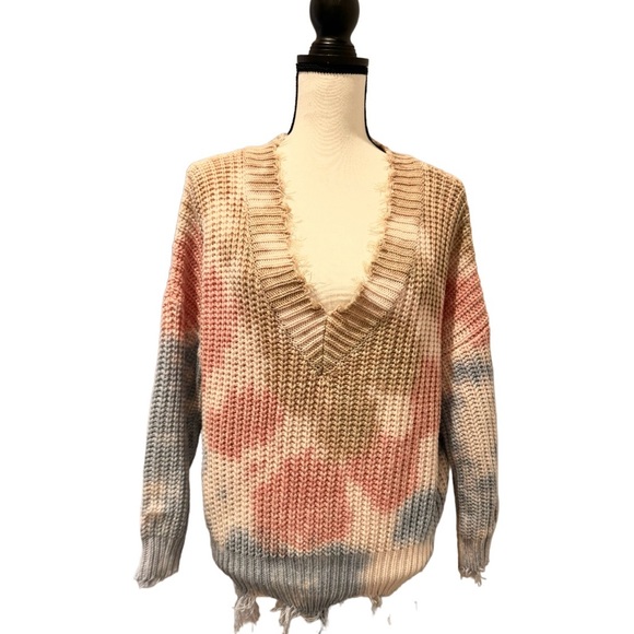 MAIN STRIP RAW edge frayed sweater women’s size Small - Picture 10 of 14